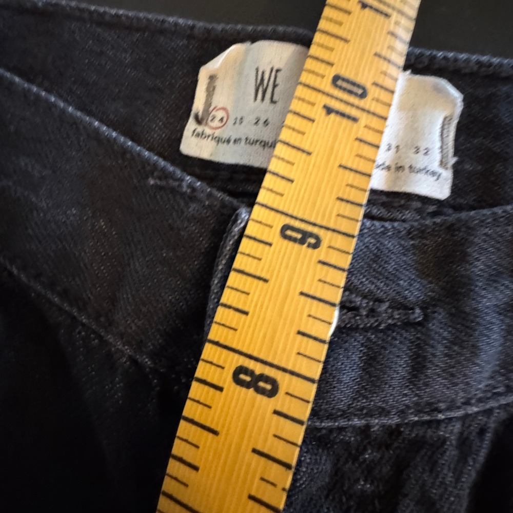 We The Free Jeans Maggie Mid Rise Straight Black 24 Distressed Frayed Button Fly - Picture 10 of 12